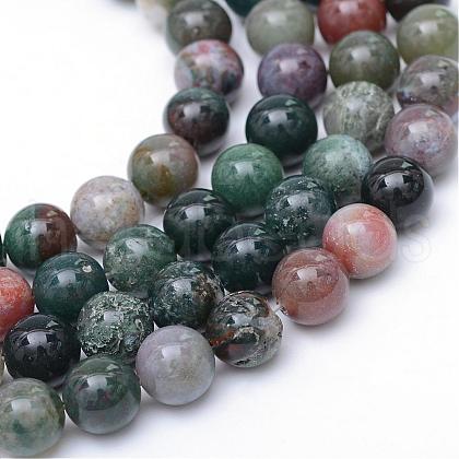 Round Natural Indian Agate Bead Strands G-R345-6mm-08-1
