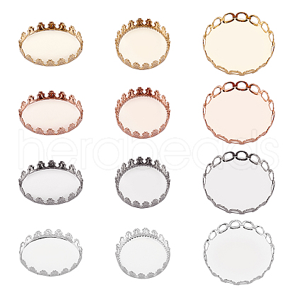 Unicraftale 24Pcs 12 Style 304 Stainless Steel Cabochon Settings STAS-UN0024-53-1