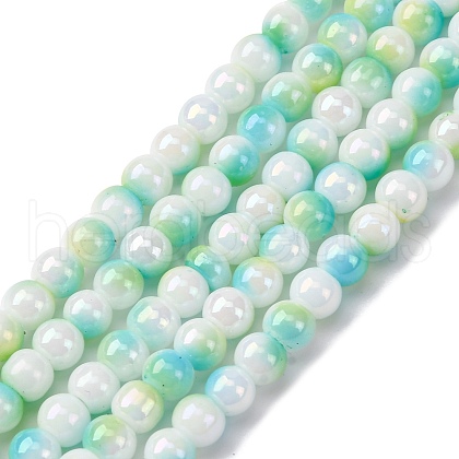 Pearlized Handmade Lampwork Beads Strands LAMP-R020-04H-1