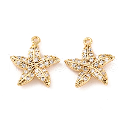 Brass Micro Pave Clear Cubic Zirconia Pendants KK-S389-10G-1