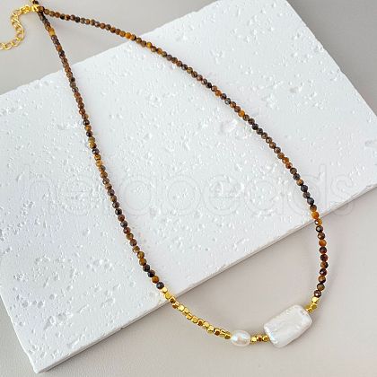Natural Tiger Eye Beaded Necklaces PC5902-1