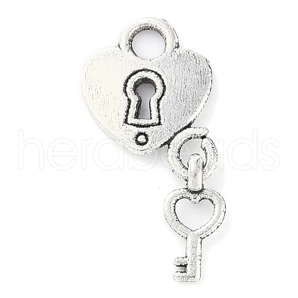 Tibetan Style Padlock and Key Alloy Pendants TIBEP-A11221-AS-NR-1