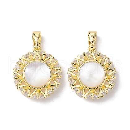 Rack Plating Brass Pave Clear Cubic Zirconia Pendants X-KK-K360-04G-1