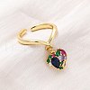 Brass Micro Pave Cubic Zirconia Open Cuff Rings for Women RJEW-U057-22B-G-1