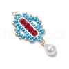 Glass Cylinder Seed Beaded Rhombus Pendants PALLOY-MZ00651-03-3