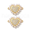 Brass Micro Pave Clear Cubic Zirconia Heart Links KK-M287-02G-1