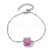 Electroplated Cube Natural Quartz Bead Link Bracelets BJEW-JB10327-3