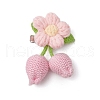 Handmade Crochet Cotton Flower Ornaments Pendant Brooches with Iron Brooch Base Settings for Women JEWB-BR00180-02-2