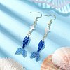 Glass & Shell Dangle Earrings EJEW-MZ00160-02-2