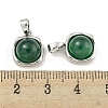 Dyed Natural Green Agate & Brass Square Charms KK-Q820-32P-3