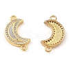 Rack Plating Brass Micro Pave Clear Cubic Zirconia Connector Charms KK-K342-24G-2