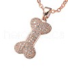 Bone Stainless Steel Rhinestone Pendant Necklaces for Women RR3458-2-1