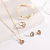 Alloy Crystal Rhinestone Pendant Necklace & Stud Earring & Ring & Cuff Bangle Sets FS-WG56C82-02-1