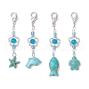 Starfish Turtle Fish Dolphin Synthetic Turquoise Pendant Decorations HJEW-JM03249-2