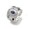 Brass Micro Pave Cubic Zirconia Adjustable Cuff Rings for Women RJEW-C129-10P-4