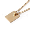 Stainless Steel Initial Letter Rectangle Pendant Necklace for Men Women NJEW-E090-01G-20-3