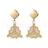 MIYUKI Delica Beads & 304 Stainless Steel Dangle Stud Earrings EJEW-MZ00418-03-2