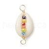 Natural Cowrie Shell & Faceted Glass Connetctor Charms PALLOY-JF02664-02-2