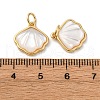 Brass Pave Natural White Shell Pendants X-KK-P308-05G-02-3