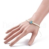 Flat Round with Evil Eye Glass & Resin Braided Bead Bracelet for Women BJEW-JB08077-3