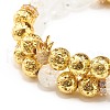 Natural Crackle Quartz & Lava Rock Round Beads Stretch Bracelets Set BJEW-JB07206-7