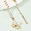 Brass Micro Pave Cubic Zirconia Plastic Imitation Shell Pendant Neckalces NJEW-C076-09G-1