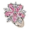 Plum Blossom Brass Pave Cubic Zirconia Finger Rings for Women FS-WG857C0-03-5