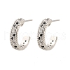 C-Shaped Brass Micro Pave Cubic Zirconia Stud Earrings for Women EJEW-G428-21P-02-4