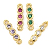 Brass Pave Cubic Zirconia Three Flat Round Links Connector Charms KK-P277-52A-A-1
