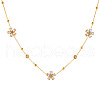 Flower Stainless Steel Pave Clear Cubic Zirconia Chain Necklace & Bracelet & Stud Earring Sets FS-WGF2DAD-01-5