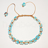 Adjustable Unisex Synthetic Imperial Jasper Cube Braided Bead Bracelets UE9956-1-1