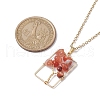 Natural mixed Gemstone with Brass Pendant Necklaces NJEW-JN04678-3