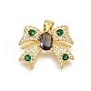 Brass Micro Pave Cubic Zirconia Pendants KK-K401-19G-03-1