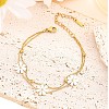 304 Stainless Steel with Acrylic Flower Charm Anklets AJEW-Z044-01G-2