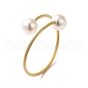Plastic Imitation Pearl Round Beaded Cuff Bangle X-BJEW-P310-07G-2