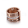 Roman Numerals 304 Stainless Steel & Crystal Rhinestone Finger Rings FS-WGD9A22-50-2