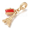 Rack Plating Alloy Red Enamel European Dangle Charms PALLOY-A009-06G-2