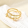 Teardrop 925 Sterling Silver Cubic Zirconia Adjustable Cuff Rings for Women RJEW-S631-02G-2