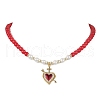 Heart Brass Cubic Zirconia Pendant Necklace NJEW-JN04599-02-1