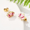 304 Stainless Steel Enamel Stud Earrings STAS-E502-01G-04-3