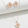 Flower Alloy Cat Eye Pendant Necklaces & Stud Earrings Sets FS-WG11189-01-2