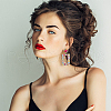 FIBLOOM 3 Pairs 3 Colors Rhinestone Hollow Out Rectangle Dangle Stud Earrings EJEW-FI0001-12-5