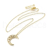 Brass Micro Pave Clear Cubic Zirconia Moon Pendant Necklaces for Women NJEW-D311-02B-G-4