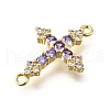 Brass Pave Cubic Zirconia Connector Charms KK-Q066-12G-2