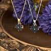 Natural Black Onyx Clover Pendant Necklace JN1077B-6