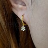 925 Sterling Silver Mirco Pave Cubic Zirconia Flower Hoop Earrings OO2534-1-2