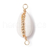 5Pcs Natural Shell Copper Wire Wrapped Connector Charms PALLOY-JF02316-03A-1