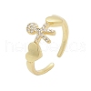 Brass Micro Pave Cubic Zirconia Adjustable Cuff Rings for Women RJEW-C129-11G-4