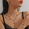 Rose Alloy & Acrylic Pendant Necklaces & Stud Dangle Earrings & Link Bracelets Sets FS-WG1B14F-02-2