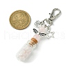 Glass Wishing Bottle with Natural Rose Quartz inside Pendant Decorations HJEW-JM01741-02-3